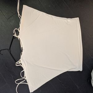 White Blouse Lace up sleeves